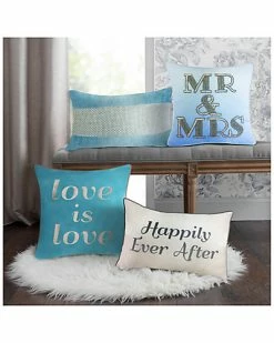 Edie Home Celebrations Beaded "Mr & Mrs" Decorative Pillow -Cheap Edie Home Store 3030301491 RLLD 2