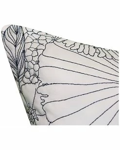 Edie Home Indoor/Outdoor Fine Line Embroidered Floral Decorative Pillow -Cheap Edie Home Store 3030591147 RLLD 3