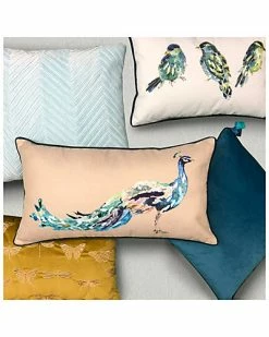 Edie Home Reversible Ribbon Blue Birds Lumbar Decorative Pillow -Cheap Edie Home Store 3030591170 RLLD 3