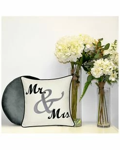 Edie Home Celebrations Mr. & Mrs. Cursive Embroidered Applique Pillow -Cheap Edie Home Store 3030723409 RLLD 3