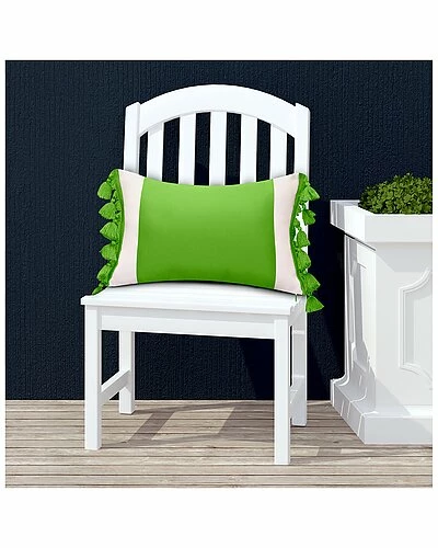 Edie Home Indoor/Outdoor Colorblock Tassel Fringe Lumbar Decorative Pillow 5 Edie Home Indoor/Outdoor Colorblock Tassel Fringe Lumbar Decorative Pillow - Image 3