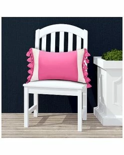 Edie Home Indoor/Outdoor Colorblock Tassel Fringe Lumbar Decorative Pillow -Cheap Edie Home Store 3030966204 RLLD 4
