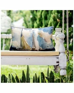 Edie Home Edie@Home Indoor & Outdoor Watercolor Sailboats Decorative Pillow -Cheap Edie Home Store 3030966215 RLLD 4