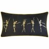 Edie Home Halloween Velvet Gold Dancing Skeletons Decorative Pillow