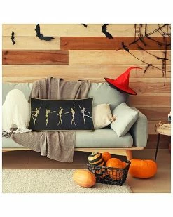 Edie Home Halloween Velvet Gold Dancing Skeletons Decorative Pillow -Cheap Edie Home Store 3050098915 RLLD 4