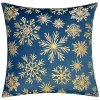 Edie Home Snowflakes Velvet Foil Print Holiday Decorative Pillow