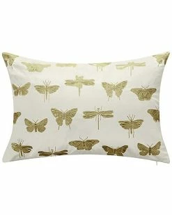 Edie Home Embroidered Butterflies And Moths / Zippered Shell Pillow